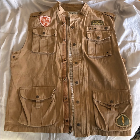 Men's Tan Utility Vest - Picture 1 of 6